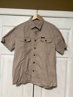 Outdoor Vogue Design S/S Utility Cargo Shirt Khaki Tan Tactical Button Up
